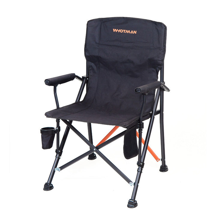Modern Minimalist Square Carbon Steel Oxford Fabric Foldable Backrest Armrest Black Camping Chair For Outdoor | Stornfield