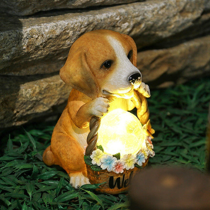 Contemporary Creative Resin Dog-Shaped LED Solar Waterproof Outdoor Light For Garden, Yard & Patio | Stornfield