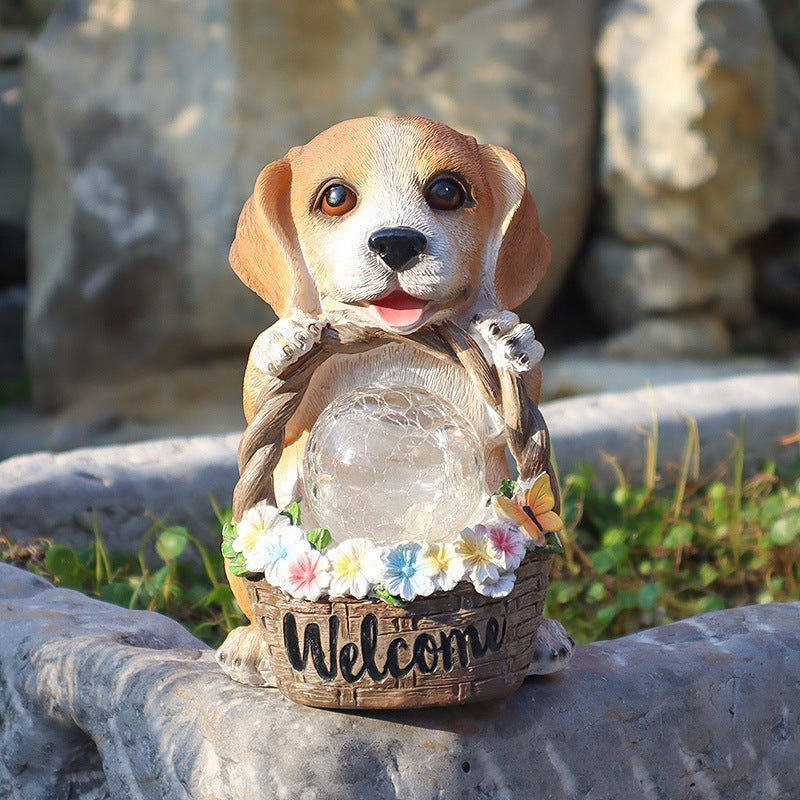 Contemporary Creative Resin Dog-Shaped LED Solar Waterproof Outdoor Light For Garden, Yard & Patio | Stornfield