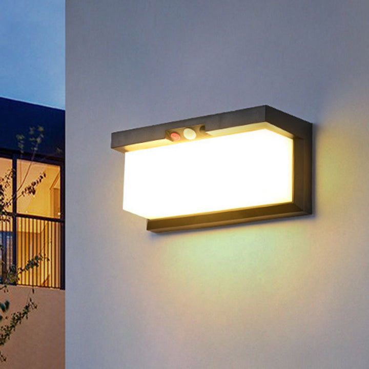 Modern Minimalist Solar & Waterproof Plastic & PC Rectangular LED Wall Sconce Lamp For Outdoor, Patio & Garden | Stornfield