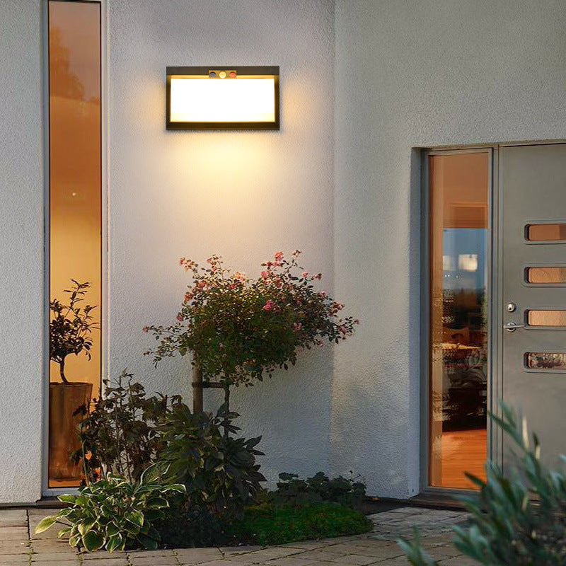 Modern Minimalist Solar & Waterproof Plastic & PC Rectangular LED Wall Sconce Lamp For Outdoor, Patio & Garden | Stornfield