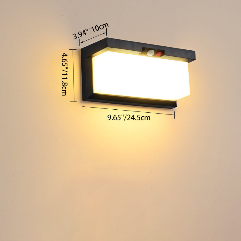 Modern Minimalist Solar & Waterproof Plastic & PC Rectangular LED Wall Sconce Lamp For Outdoor, Patio & Garden | Stornfield