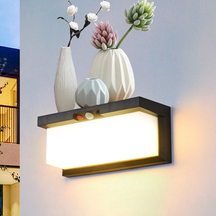 Modern Minimalist Solar & Waterproof Plastic & PC Rectangular LED Wall Sconce Lamp For Outdoor, Patio & Garden | Stornfield