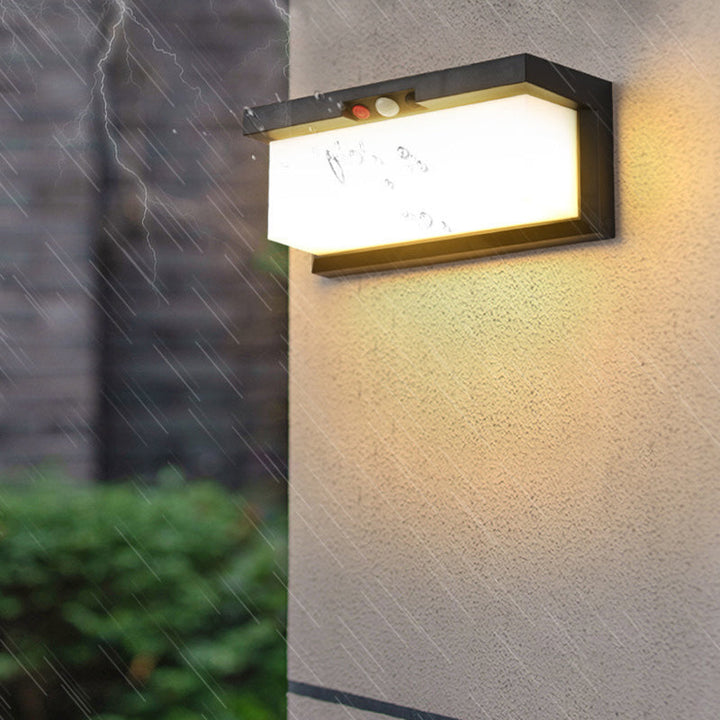 Modern Minimalist Solar & Waterproof Plastic & PC Rectangular LED Wall Sconce Lamp For Outdoor, Patio & Garden | Stornfield