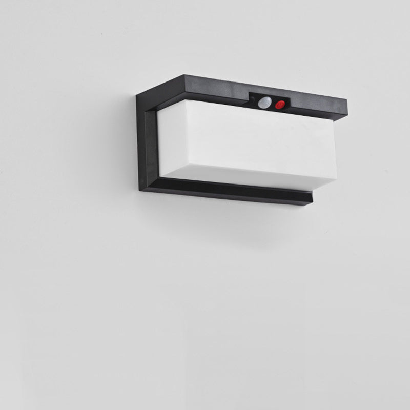 Modern Minimalist Solar & Waterproof Plastic & PC Rectangular LED Wall Sconce Lamp For Outdoor, Patio & Garden | Stornfield