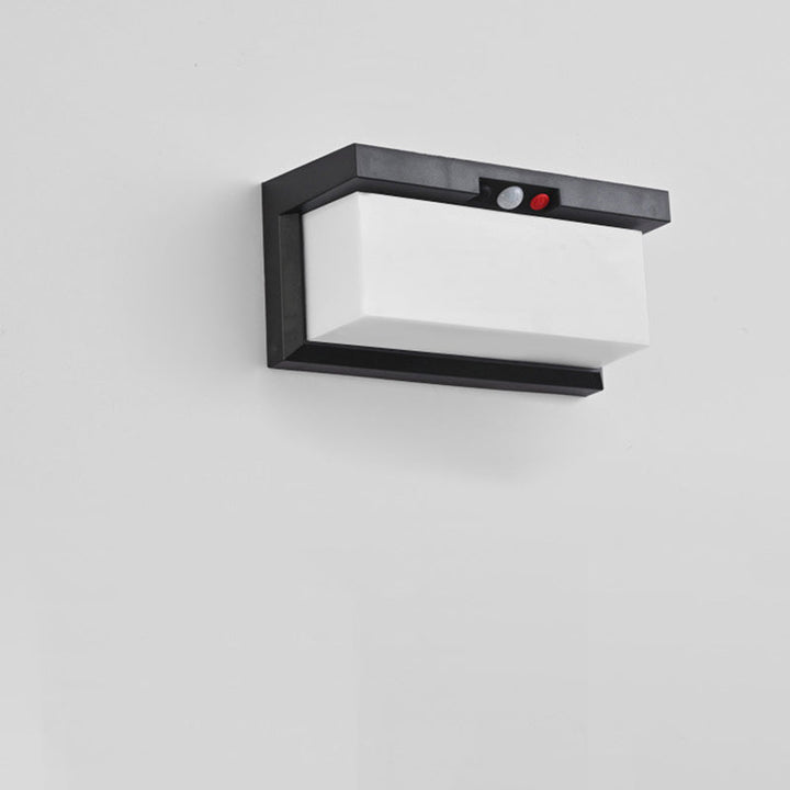 Modern Minimalist Solar & Waterproof Plastic & PC Rectangular LED Wall Sconce Lamp For Outdoor, Patio & Garden | Stornfield