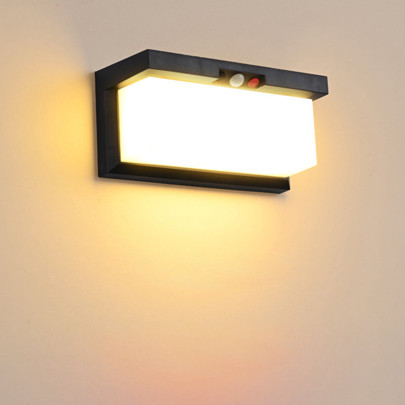 Modern Minimalist Solar & Waterproof Plastic & PC Rectangular LED Wall Sconce Lamp For Outdoor, Patio & Garden | Stornfield