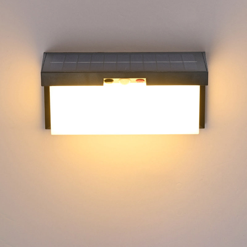 Modern Minimalist Solar & Waterproof Plastic & PC Rectangular LED Wall Sconce Lamp For Outdoor, Patio & Garden | Stornfield