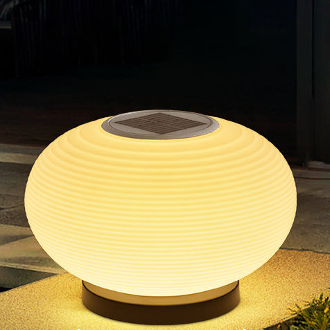 Modern Minimalist PE Oval LED Solar & Waterproof Outdoor Light For Garden & Patio | Stornfield