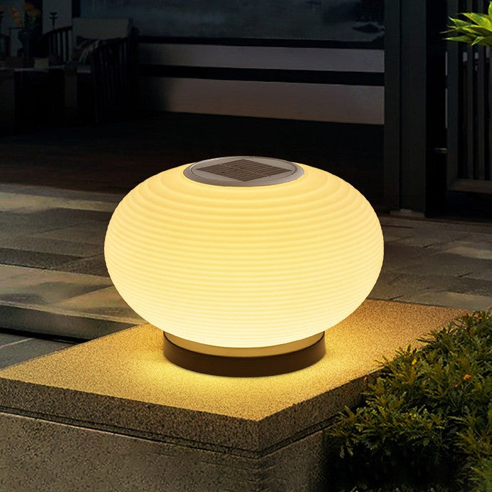 Modern Minimalist PE Oval LED Solar & Waterproof Outdoor Light For Garden & Patio | Stornfield