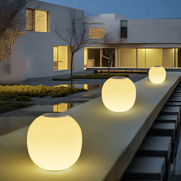 Modern Minimalist PE Oval LED Solar & Waterproof Outdoor Light For Garden & Patio | Stornfield