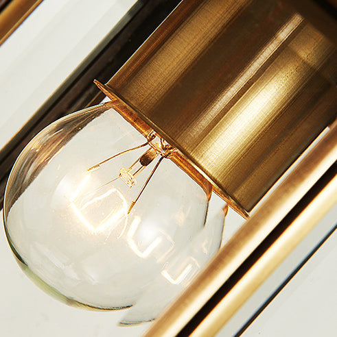 Traditional European Brass Glass Polygonal 1-Light Waterproof Wall Sconce Lamp For Bedroom Patio And Garden | Stornfield
