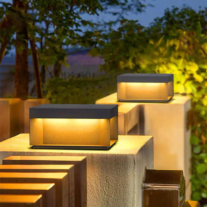 Modern Minimalist Stainless Steel Square LED Outdoor Light With Solar & Waterproof Features For Garden, Patio, Gate | Stornfield