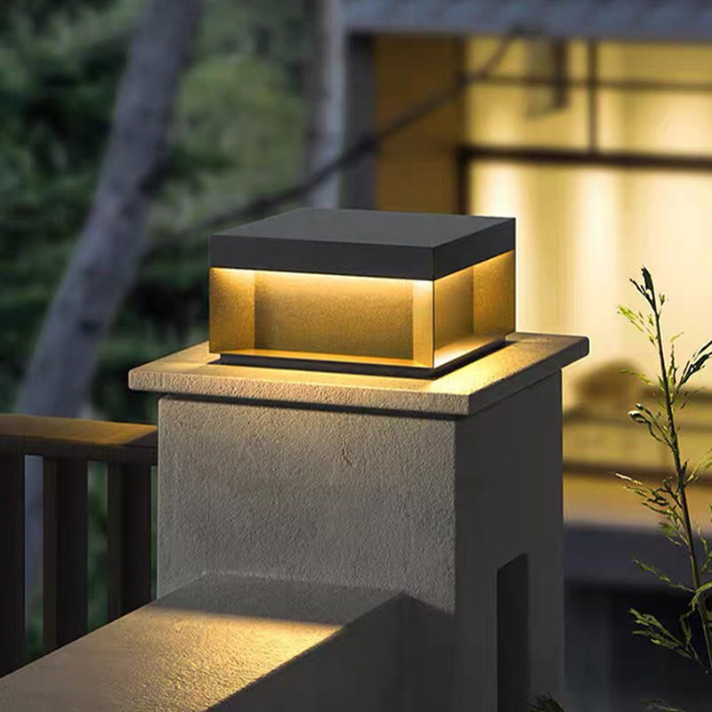 Modern Minimalist Stainless Steel Square LED Outdoor Light With Solar & Waterproof Features For Garden, Patio, Gate | Stornfield
