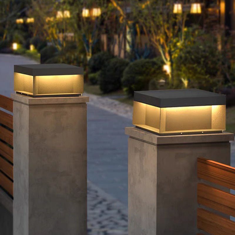 Modern Minimalist Stainless Steel Square LED Outdoor Light With Solar & Waterproof Features For Garden, Patio, Gate | Stornfield