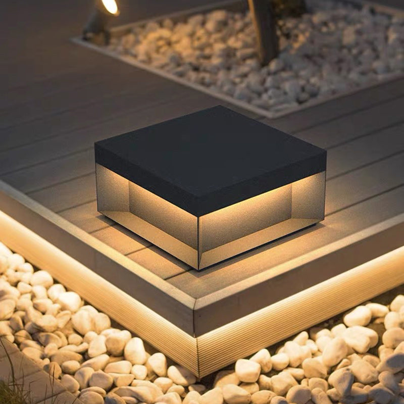 Modern Minimalist Stainless Steel Square LED Outdoor Light With Solar & Waterproof Features For Garden, Patio, Gate | Stornfield