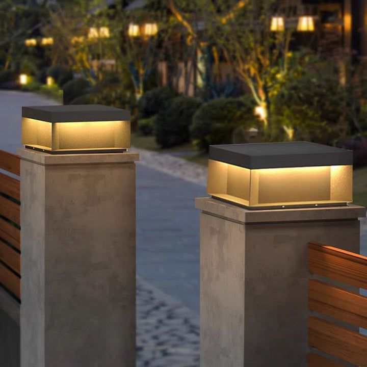 Modern Minimalist Stainless Steel Square LED Outdoor Light With Solar & Waterproof Features For Garden, Patio, Gate | Stornfield