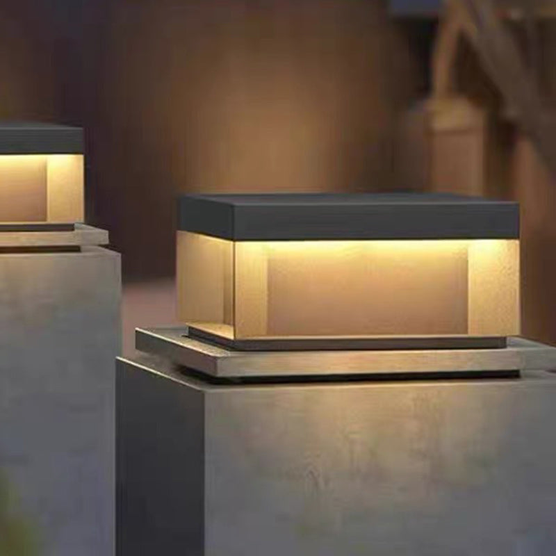 Modern Minimalist Stainless Steel Square LED Outdoor Light With Solar & Waterproof Features For Garden, Patio, Gate | Stornfield