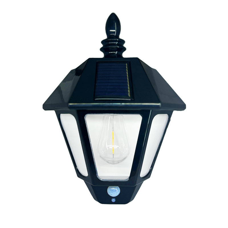 Traditional Chinese ABS Iron Fu Character Cone 1-Light Solar Wall Sconce Lamp For Outdoor | Stornfield