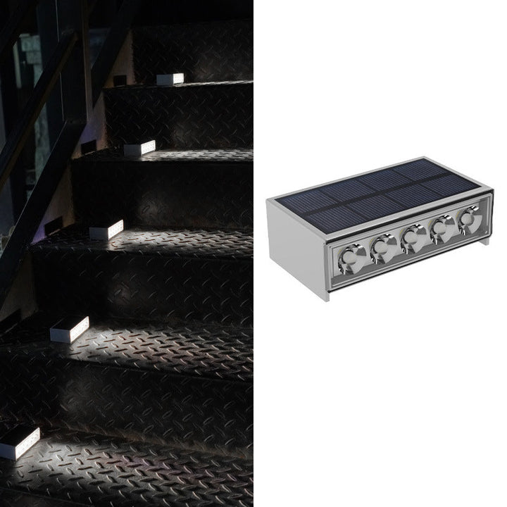 Modern Minimalist Solar Waterproof ABS PC Rectangular LED Outdoor Step Light Ideal For Garden And Outdoor Patio | Stornfield