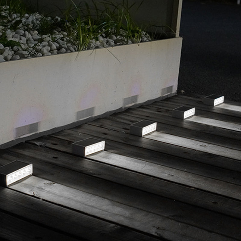 Modern Minimalist Solar Waterproof ABS PC Rectangular LED Outdoor Step Light Ideal For Garden And Outdoor Patio | Stornfield