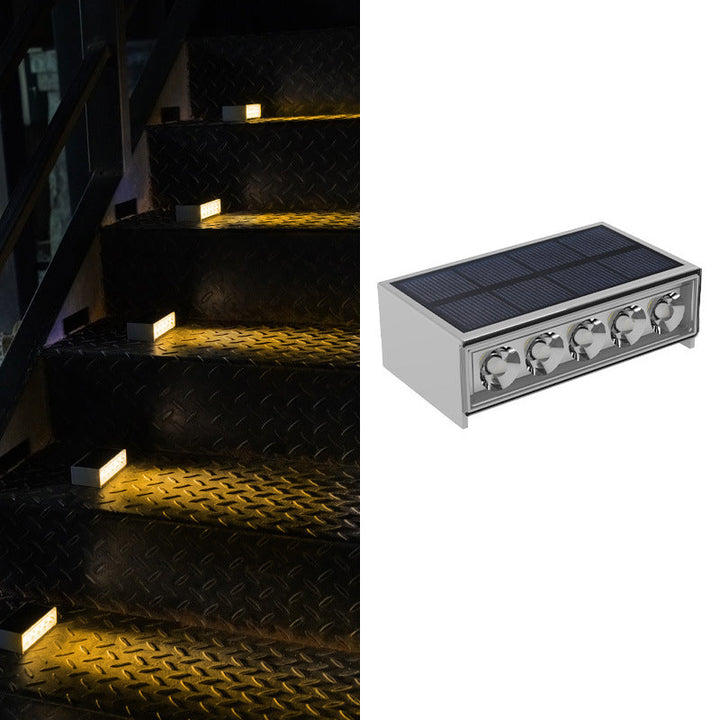 Modern Minimalist Solar Waterproof ABS PC Rectangular LED Outdoor Step Light Ideal For Garden And Outdoor Patio | Stornfield