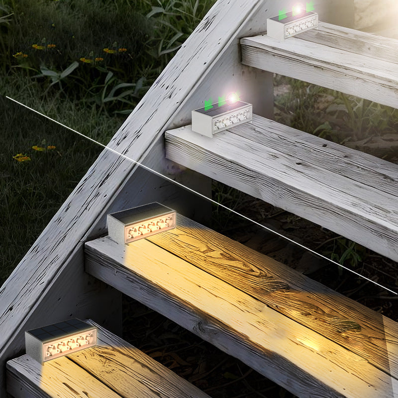 Modern Minimalist Solar Waterproof ABS PC Rectangular LED Outdoor Step Light Ideal For Garden And Outdoor Patio | Stornfield