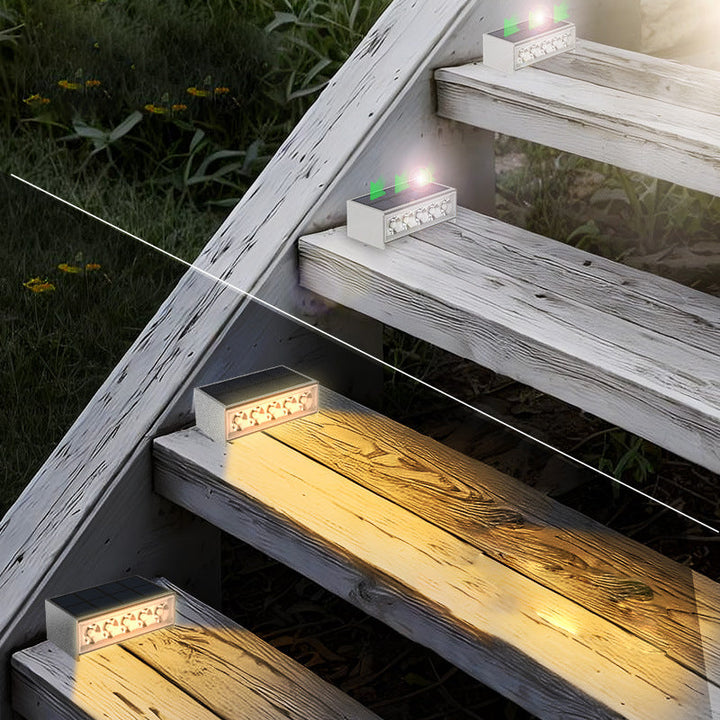 Modern Minimalist Solar Waterproof ABS PC Rectangular LED Outdoor Step Light Ideal For Garden And Outdoor Patio | Stornfield