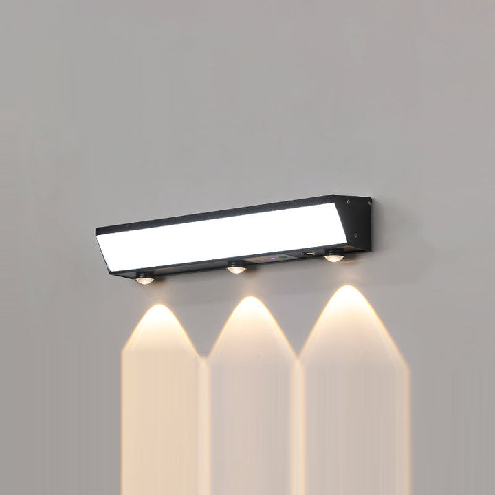 Modern Minimalist Solar Waterproof Motion Sensor Acrylic Aluminum & Stainless Steel Rectangular LED Wall Sconce Lamp For Outdoor Patio | Stornfield