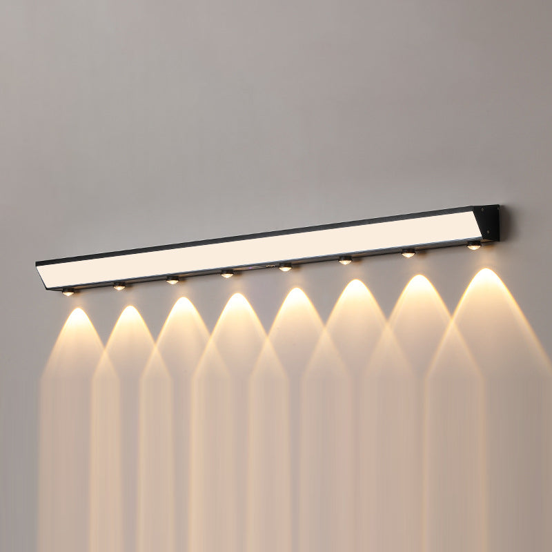 Modern Minimalist Solar Waterproof Motion Sensor Acrylic Aluminum & Stainless Steel Rectangular LED Wall Sconce Lamp For Outdoor Patio | Stornfield