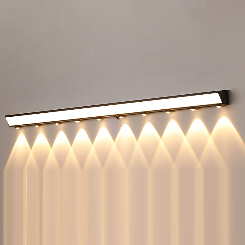 Modern Minimalist Solar Waterproof Motion Sensor Acrylic Aluminum & Stainless Steel Rectangular LED Wall Sconce Lamp For Outdoor Patio | Stornfield