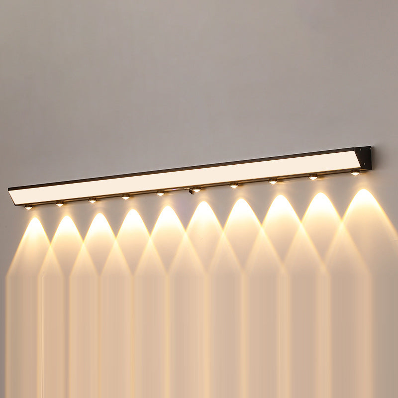 Modern Minimalist Solar Waterproof Motion Sensor Acrylic Aluminum & Stainless Steel Rectangular LED Wall Sconce Lamp For Outdoor Patio | Stornfield
