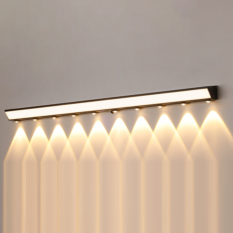Modern Minimalist Solar Waterproof Motion Sensor Acrylic Aluminum & Stainless Steel Rectangular LED Wall Sconce Lamp For Outdoor Patio | Stornfield
