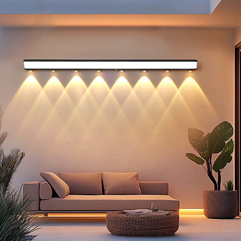 Modern Minimalist Solar Waterproof Motion Sensor Acrylic Aluminum & Stainless Steel Rectangular LED Wall Sconce Lamp For Outdoor Patio | Stornfield