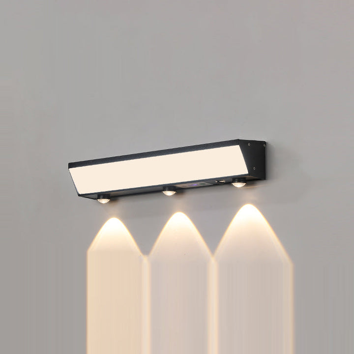 Modern Minimalist Solar Waterproof Motion Sensor Acrylic Aluminum & Stainless Steel Rectangular LED Wall Sconce Lamp For Outdoor Patio | Stornfield
