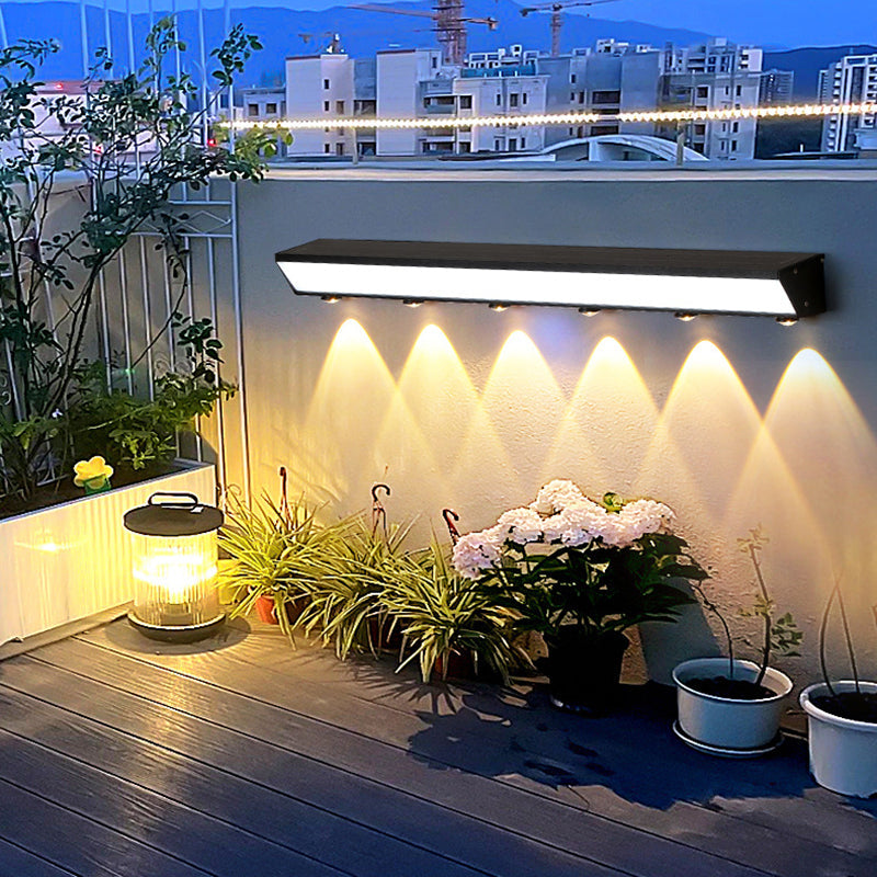 Modern Minimalist Solar Waterproof Motion Sensor Acrylic Aluminum & Stainless Steel Rectangular LED Wall Sconce Lamp For Outdoor Patio | Stornfield
