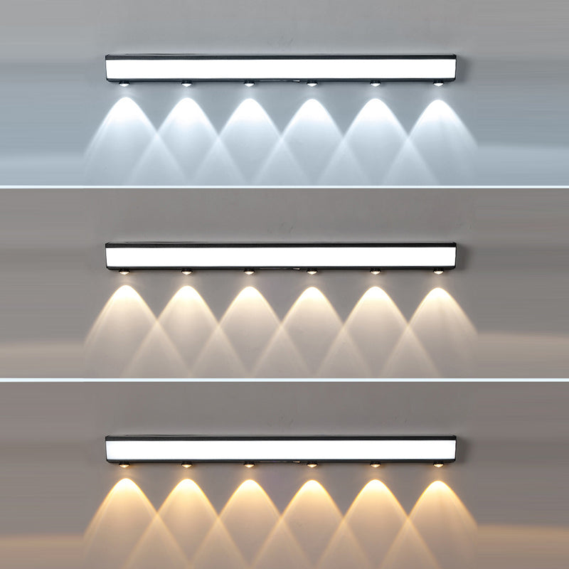 Modern Minimalist Solar Waterproof Motion Sensor Acrylic Aluminum & Stainless Steel Rectangular LED Wall Sconce Lamp For Outdoor Patio | Stornfield