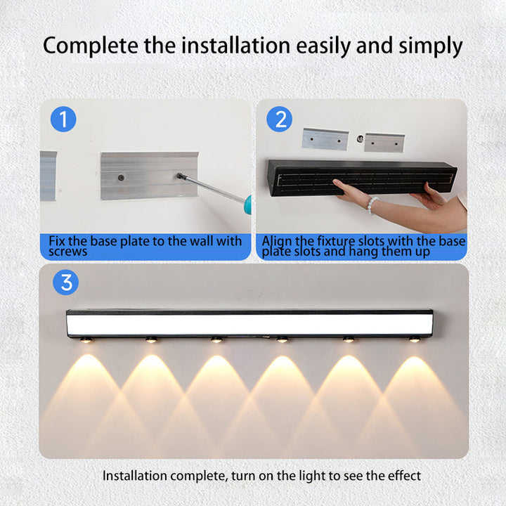 Modern Minimalist Solar Waterproof Motion Sensor Acrylic Aluminum & Stainless Steel Rectangular LED Wall Sconce Lamp For Outdoor Patio | Stornfield