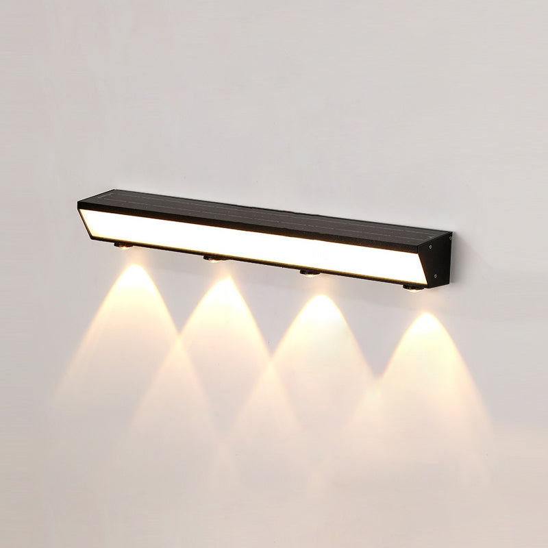 Modern Minimalist Solar Waterproof Motion Sensor Acrylic Aluminum & Stainless Steel Rectangular LED Wall Sconce Lamp For Outdoor Patio | Stornfield