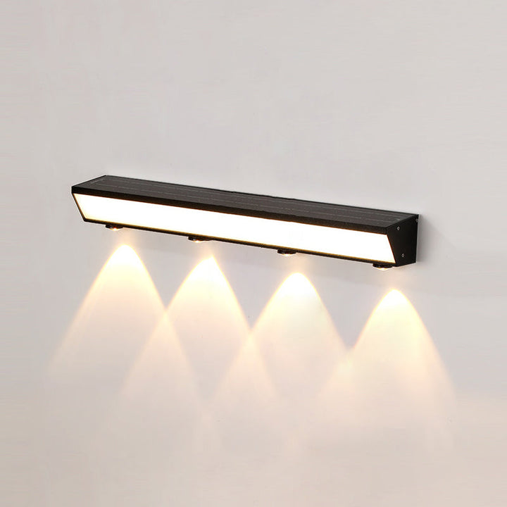 Modern Minimalist Solar Waterproof Motion Sensor Acrylic Aluminum & Stainless Steel Rectangular LED Wall Sconce Lamp For Outdoor Patio | Stornfield