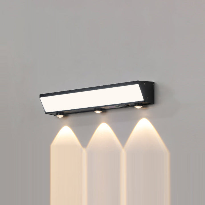 Modern Minimalist Solar Waterproof Motion Sensor Acrylic Aluminum & Stainless Steel Rectangular LED Wall Sconce Lamp For Outdoor Patio | Stornfield