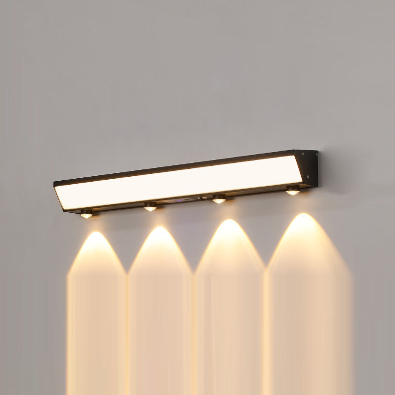 Modern Minimalist Solar Waterproof Motion Sensor Acrylic Aluminum & Stainless Steel Rectangular LED Wall Sconce Lamp For Outdoor Patio | Stornfield