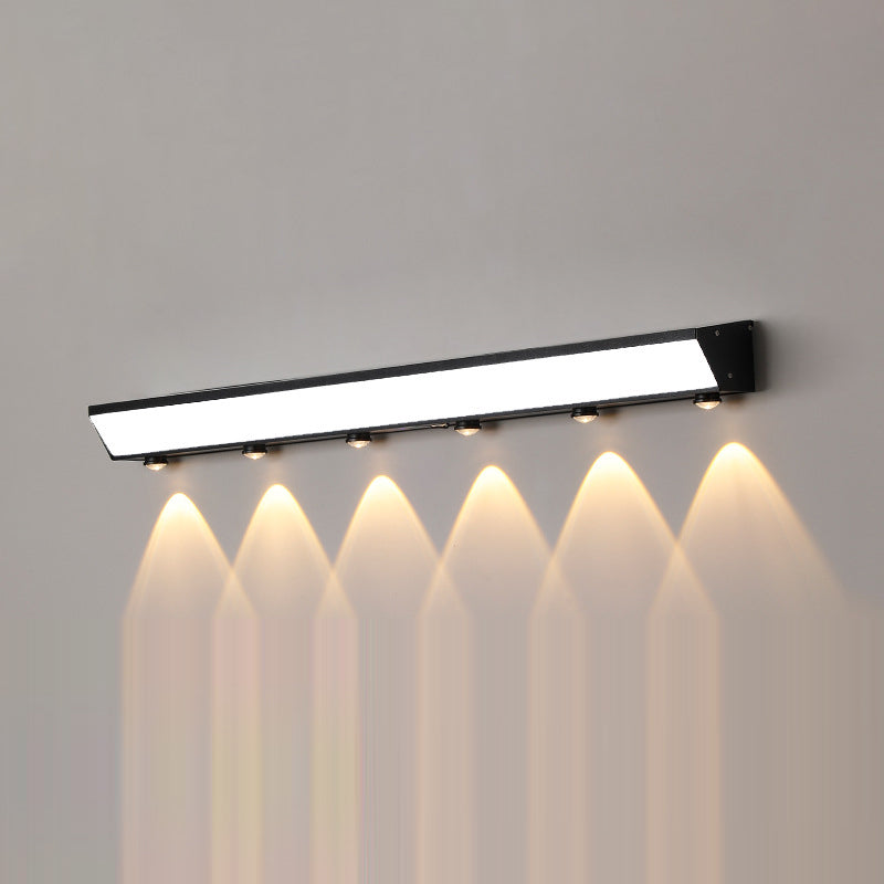Modern Minimalist Solar Waterproof Motion Sensor Acrylic Aluminum & Stainless Steel Rectangular LED Wall Sconce Lamp For Outdoor Patio | Stornfield
