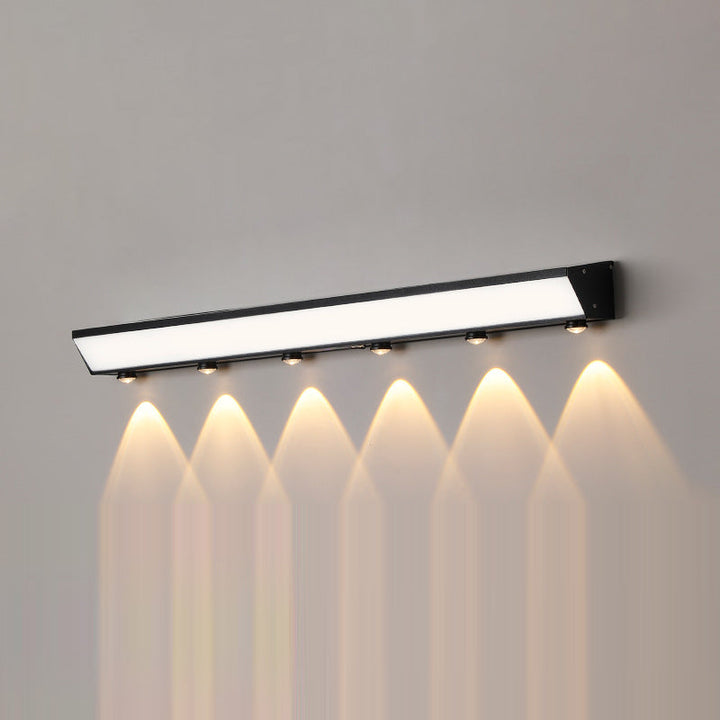 Modern Minimalist Solar Waterproof Motion Sensor Acrylic Aluminum & Stainless Steel Rectangular LED Wall Sconce Lamp For Outdoor Patio | Stornfield