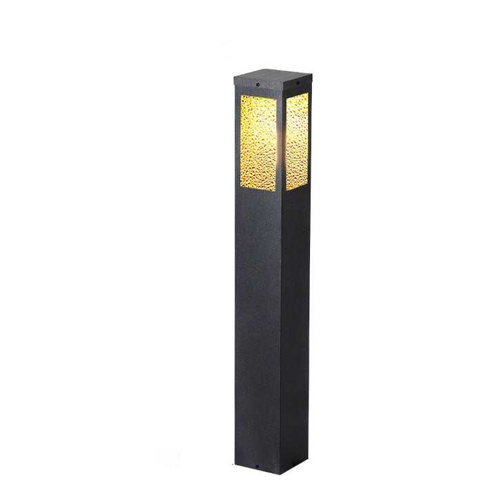 Modern Minimalist Waterproof Metal & Glass Diamond-Textured Pillar 1-Light Outdoor Light For Garden & Outdoor Patio | Stornfield