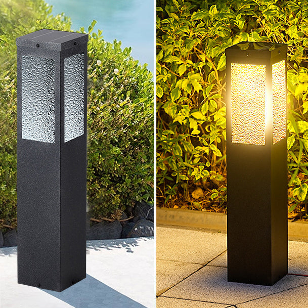 Modern Minimalist Waterproof Metal & Glass Diamond-Textured Pillar 1-Light Outdoor Light For Garden & Outdoor Patio | Stornfield