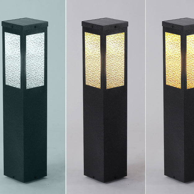 Modern Minimalist Waterproof Metal & Glass Diamond-Textured Pillar 1-Light Outdoor Light For Garden & Outdoor Patio | Stornfield