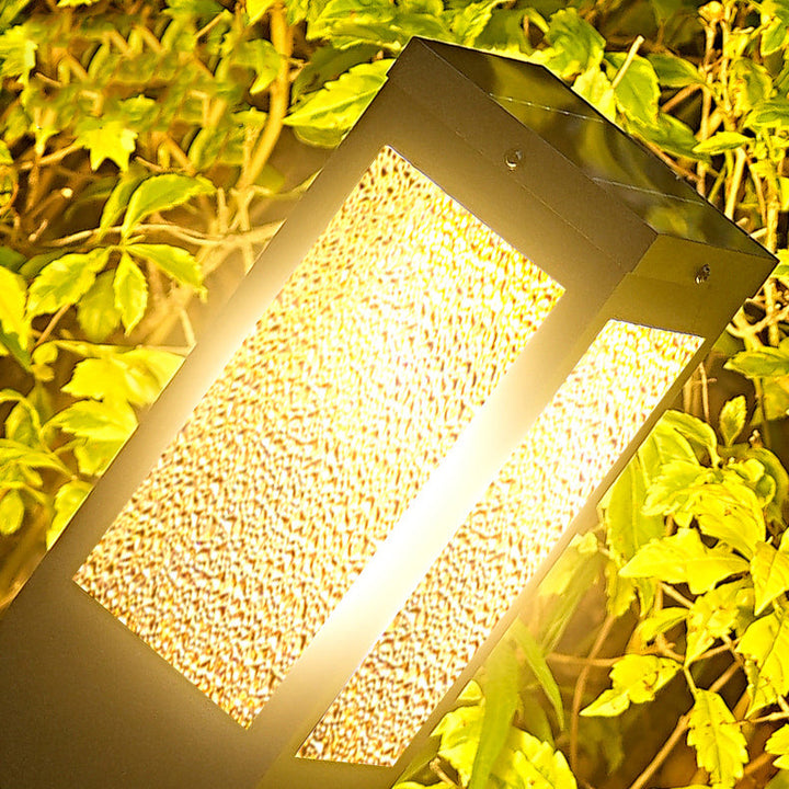Modern Minimalist Waterproof Metal & Glass Diamond-Textured Pillar 1-Light Outdoor Light For Garden & Outdoor Patio | Stornfield