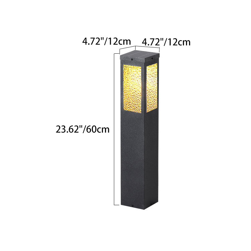Modern Minimalist Waterproof Metal & Glass Diamond-Textured Pillar 1-Light Outdoor Light For Garden & Outdoor Patio | Stornfield