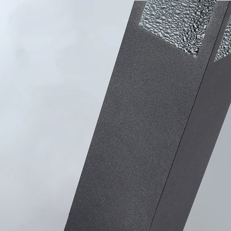 Modern Minimalist Waterproof Metal & Glass Diamond-Textured Pillar 1-Light Outdoor Light For Garden & Outdoor Patio | Stornfield